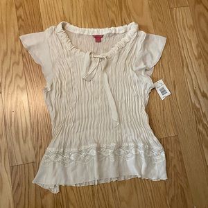 Cream blouse with tie detail collar- New with tags.